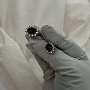 Black Vintage Rhinestone earrings clip on